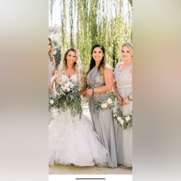 Adrianna Papell Silver beaded gown - Picture 1 of 9